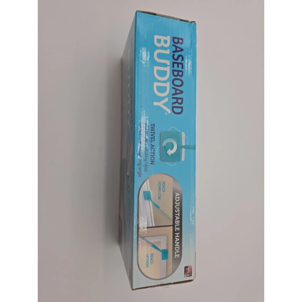 New BASEBOARD BUDDY Cleaning Tool 3 XL Reusable Pads 4 ft Handle Moldings Clean